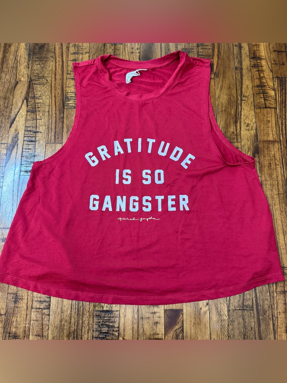 Spiritual Gangster Muscle Tank - Red "Gratitude Is So Gangster" Size Small